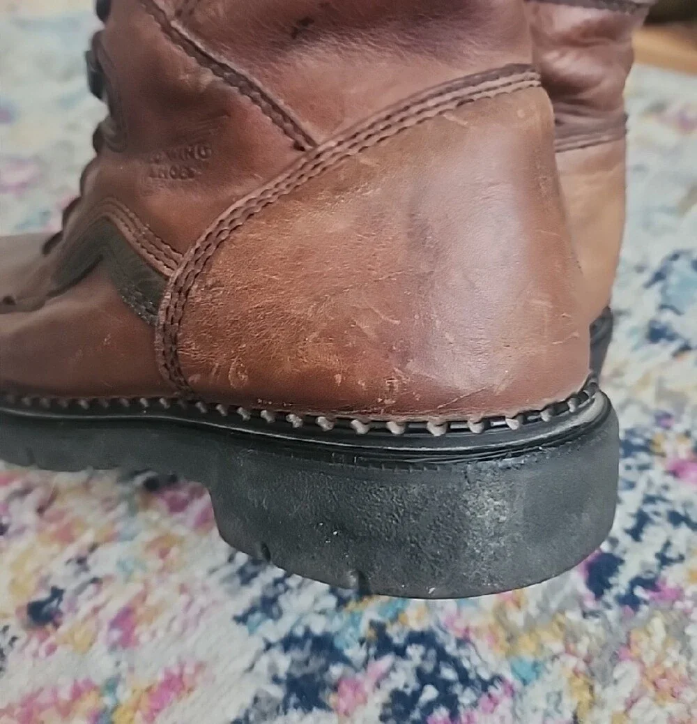 Men's Brown Leather Work Boots - Rugged Lace-Up 8